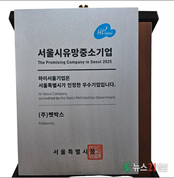 펫박스, '2025 하이서울기업' 인증 획득.. 반려동물 산업 혁신 선도 기업으로 인정